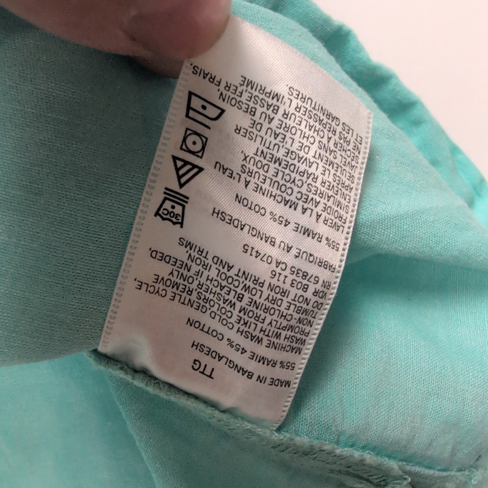 Chemise Nautica 2XL 3XL Turquoise Ramie (Lin) Coton Manches courtes Logo Brodé