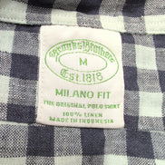 Chemise Brooks Brothers Milano Fit M Bleu Marine Carreaux 100% Lin