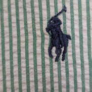 Chemise Polo Ralph Lauren Shirt XXL Blake Vert Rayé Gaufré Manches Courtes BD