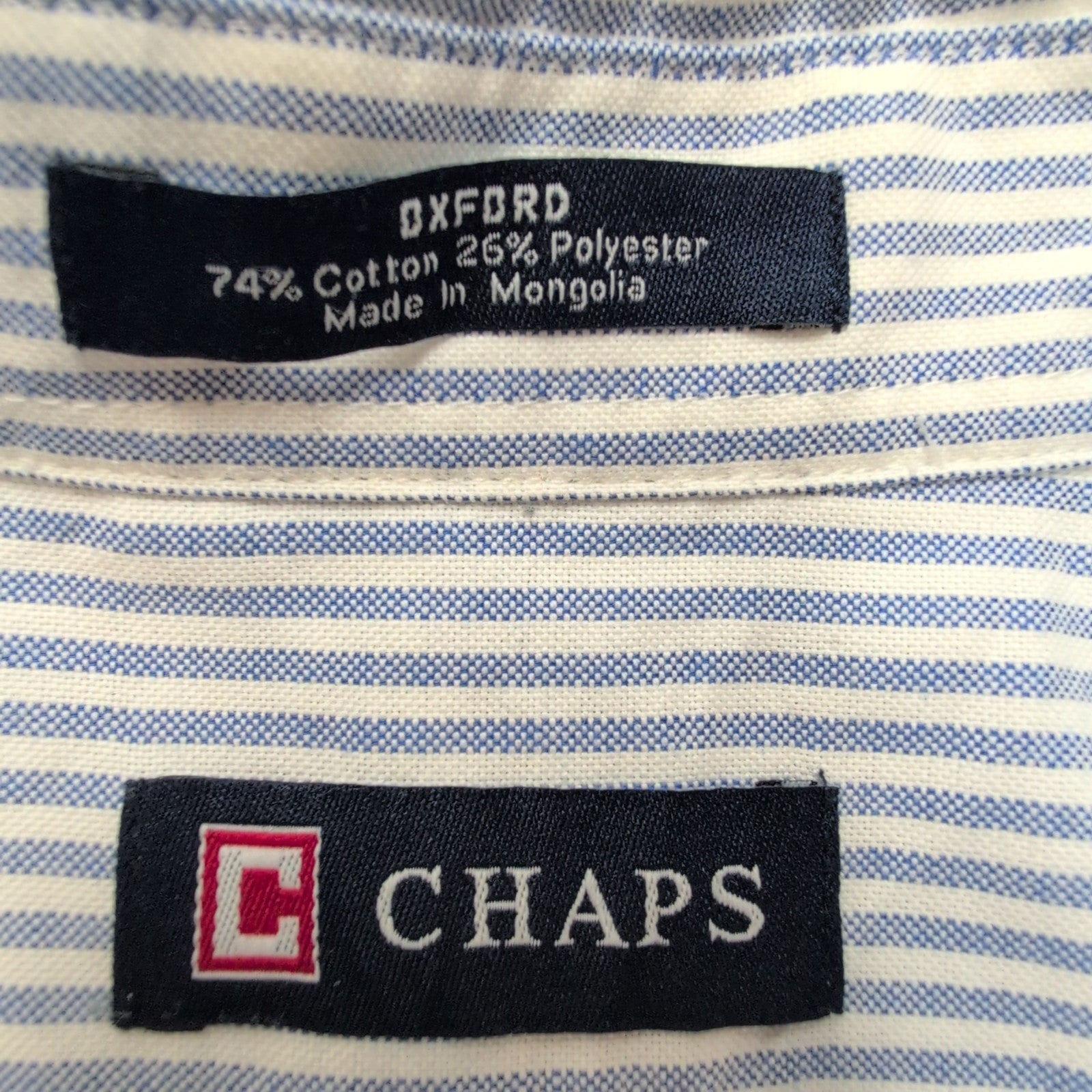 Chemise Chaps bleu à rayures coton Oxford manches longues 1 poche L XL