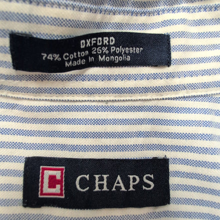 Chemise Chaps bleu à rayures coton Oxford manches longues 1 poche L XL