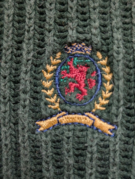 Pull Tommy Hilfiger vintage vert foncé écusson doré homme XL/XXL