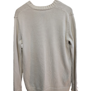 Pull Lauren Ralph Lauren femme M blanc cassé col V écusson brodé coton