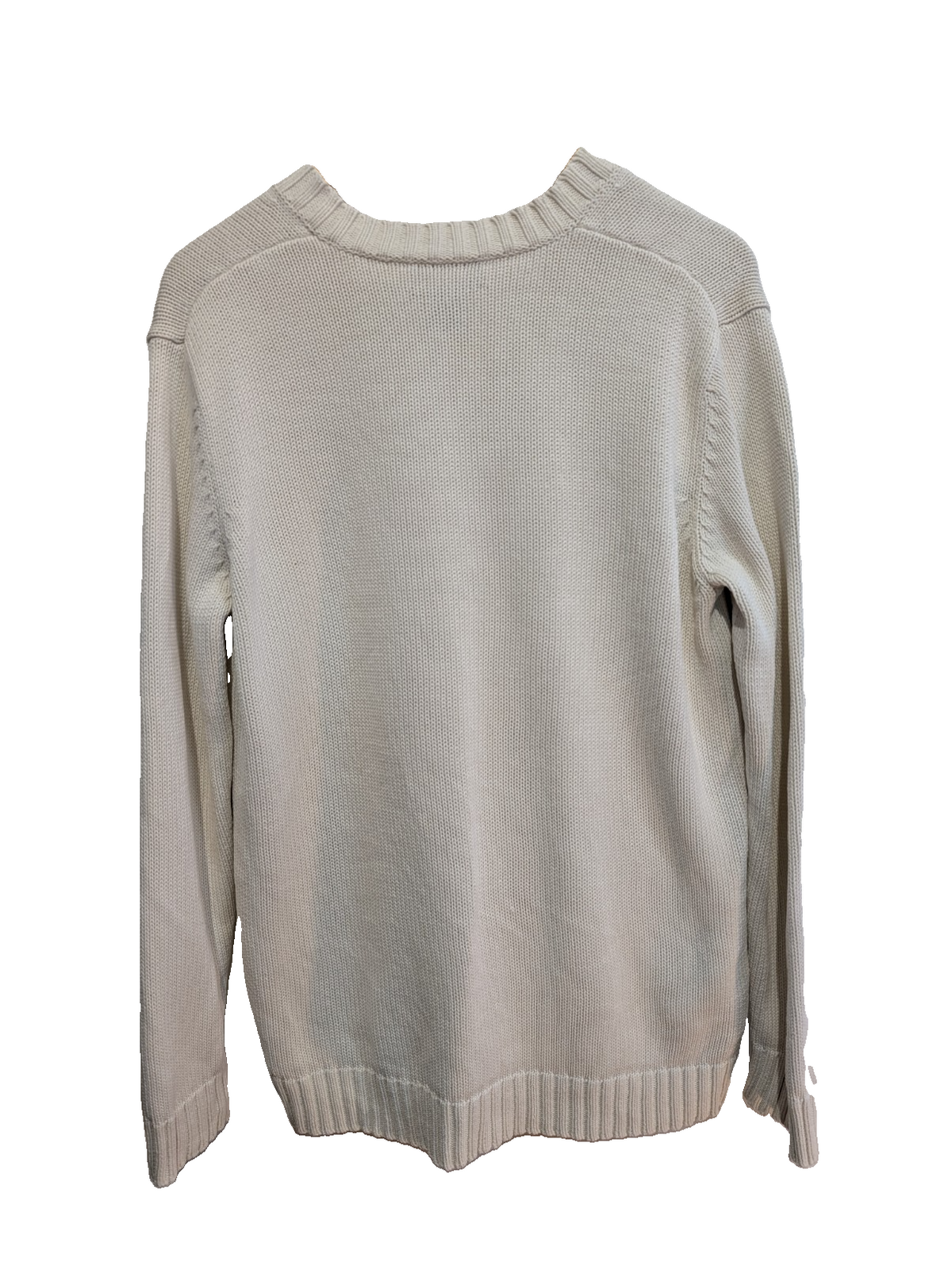 Pull Lauren Ralph Lauren femme M blanc cassé col V écusson brodé coton