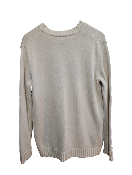 Pull Lauren Ralph Lauren femme M blanc cassé col V écusson brodé coton