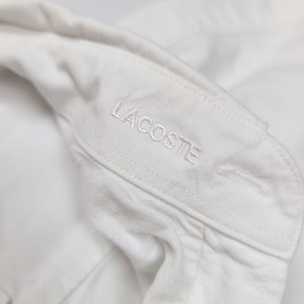 Chemise Lacoste L 42 Blanche Manches Courtes 100% Coton Logo Brodé