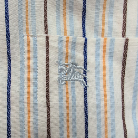 Chemise BURBERRY 100% Coton Taille 8 3XL Blanc Rayures Logo Brodé Manches courte