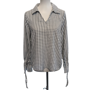 Haut Vero Moda Femme S Blanc Carreaux Noirs Manches Poète Neuf