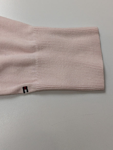 Pull Fin Tommy Hilfiger Femme Col V Rose Motif Losanges Coton Pima Taille M