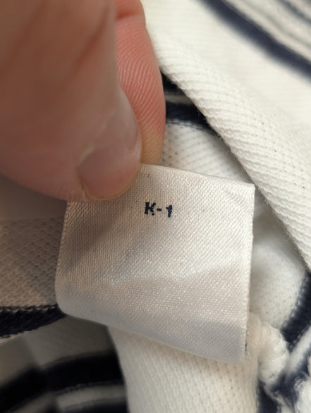Polo manches courtes Polo Ralph Lauren blanc rayures bleu écusson golf taille L