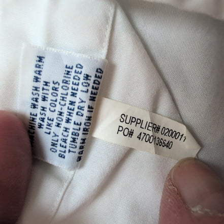 Chemise Polo Ralph Lauren XXL Blanche Unie Manches Longues Coton