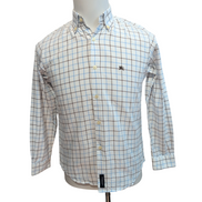 Chemise BURBERRY Blanc Carreaux Bleu Marron Taille 14 XS Homme Coton