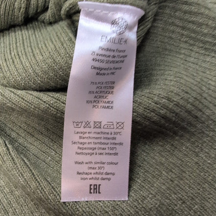 Robe Emilie.K Barnaba S/M Vert Kaki Manches Longues Neuve Étiquette