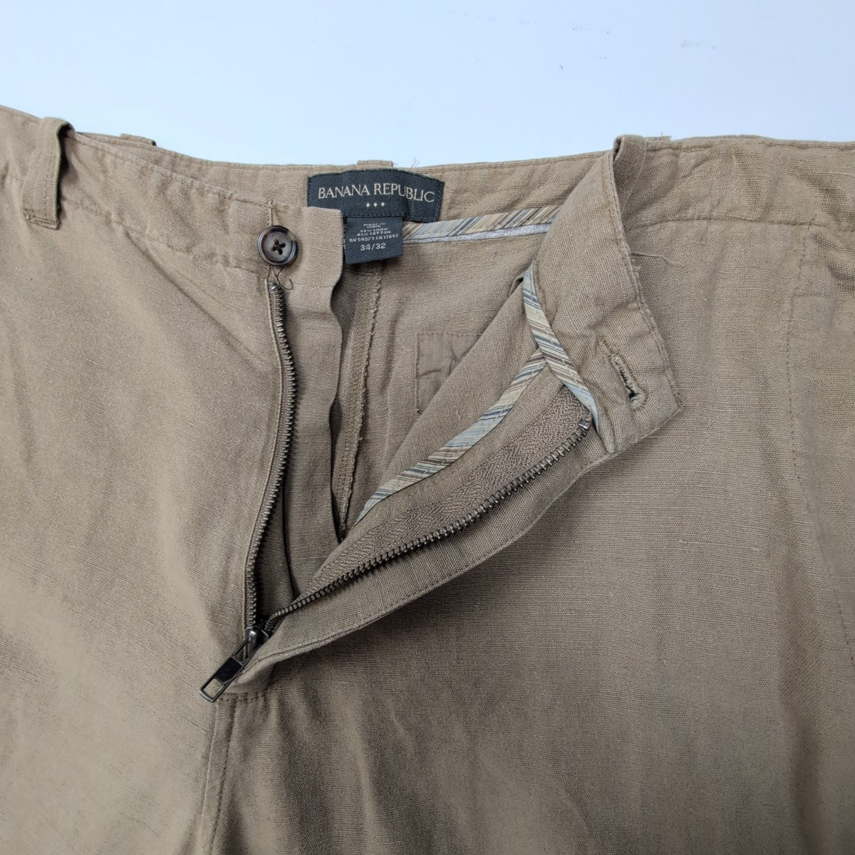 Pantalon Banana Republic Lin Coton Beige Chino Taille W34 L32