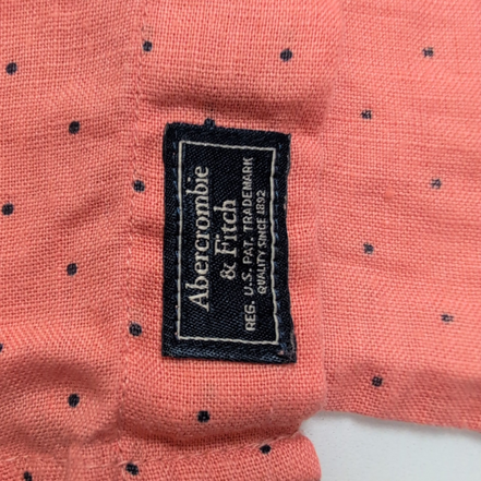 Chemise Abercrombie & Fitch 100% Lin Corail Pois Manches Longues Taille S
