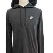 Sweat Fin à Capuche Nike Noir - Logo Brodé Blanc - Taille M Homme
