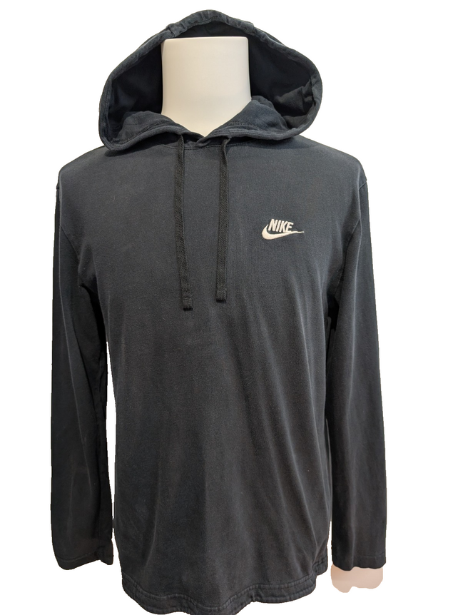 Sweat Fin à Capuche Nike Noir - Logo Brodé Blanc - Taille M Homme