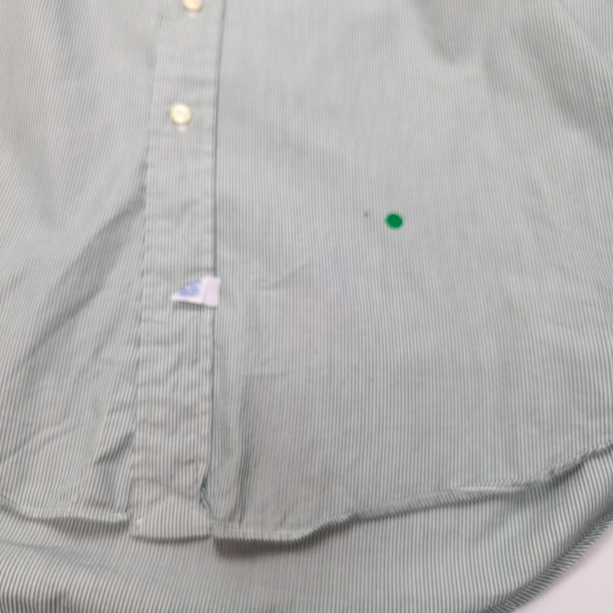 Chemise Ralph Lauren L Verte Rayures Coton Logo Brodé Vintage USA Style