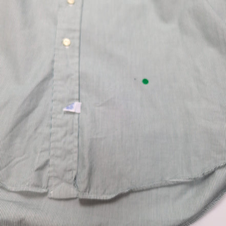 Chemise Ralph Lauren L Verte Rayures Coton Logo Brodé Vintage USA Style