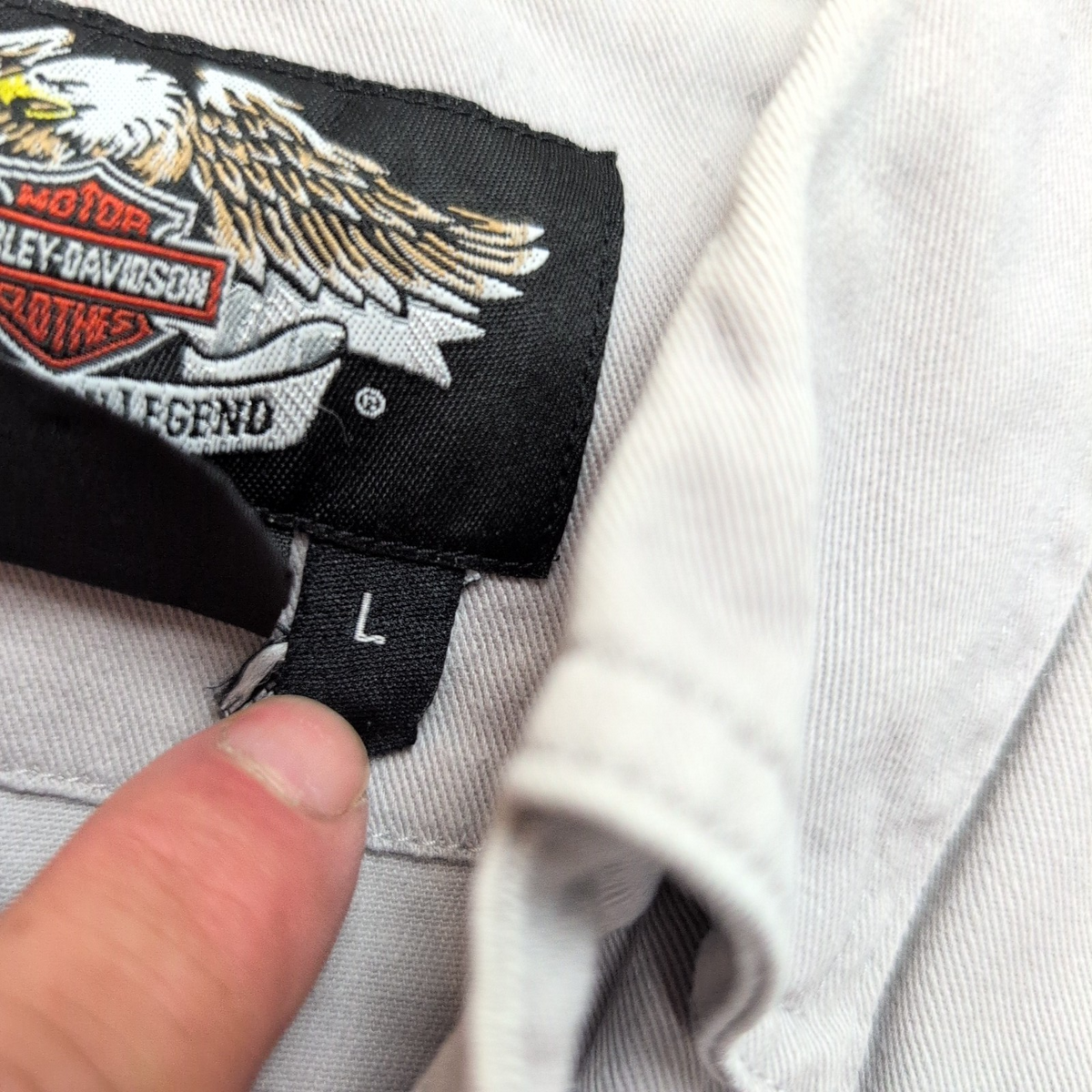 Chemise Harley Davidson L Sans Manches Crème Coton Logo Dos Poche
