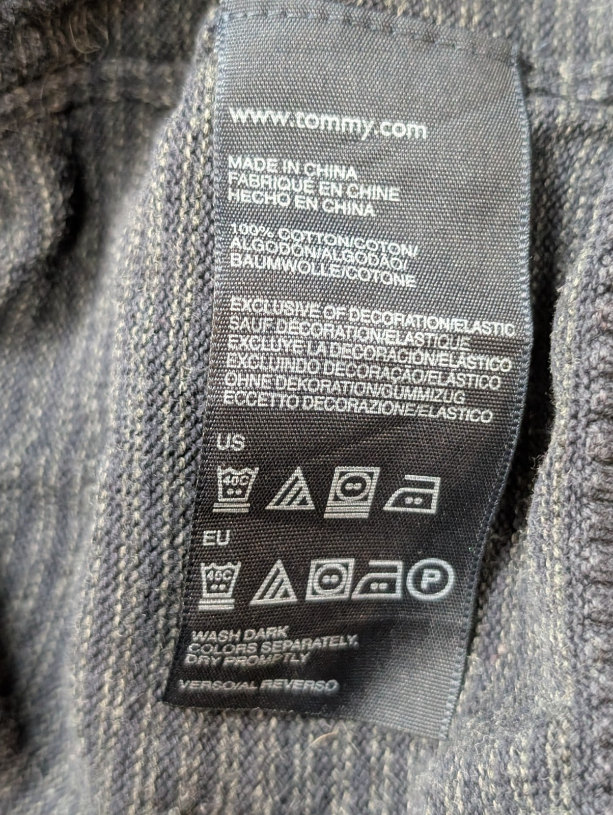 Pull Tommy Hilfiger Homme Col V Marine & Gris - 100% Coton - Taille M