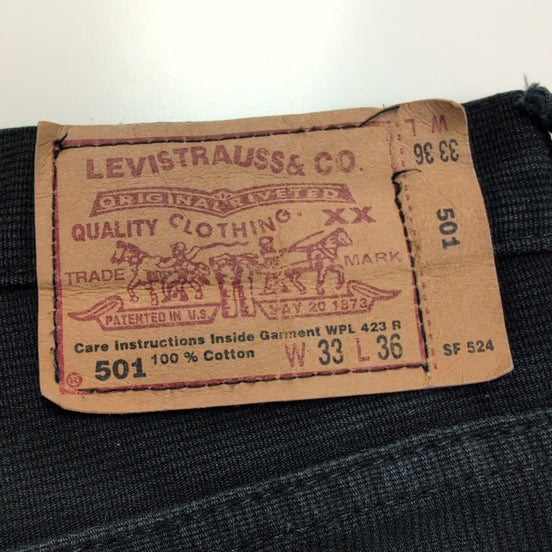 Levi’s 501 Jean Homme W33 L36 Noir Vintage Pantalon Bouton Coton
