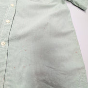 Chemise L.L. Bean à rayures vertes manches courtes taille M #112e