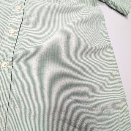 Chemise L.L. Bean à rayures vertes manches courtes taille M #112e