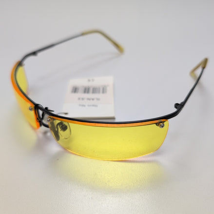 Lunettes de soleil Y2K Branche fine Métal Noir Mat Rectangulaire Jaune