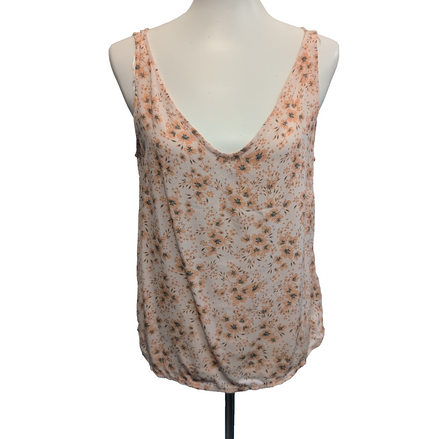 Haut Camaïeu Femme M Saumon Fleuri 100% Viscose Neuf