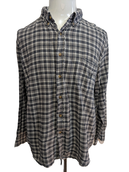 CHAPS Flanelle Grise Bleue XL Logo Brodé TBE VINTAGE 100% Coton | 320S