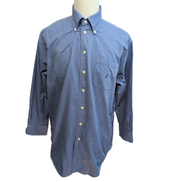 Chemise Nautica L/XL Bleu Uni Coton Oxford Logo Brodé Manches Longues
