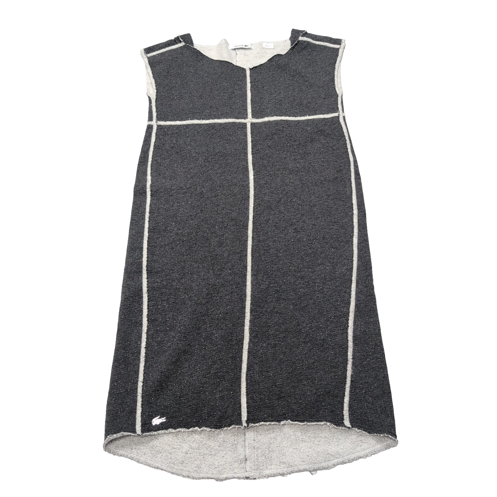 Robe Lacoste Femme Taille 36 Gris Foncé Sans Manches Paillettes Logo Métal