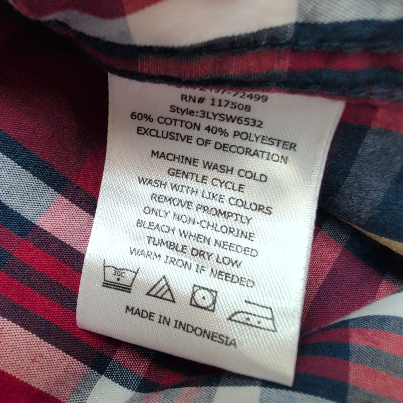 Chemise LEVI'S Homme L Rouge et Bleue à Carreaux Jaunes Manches Courtes