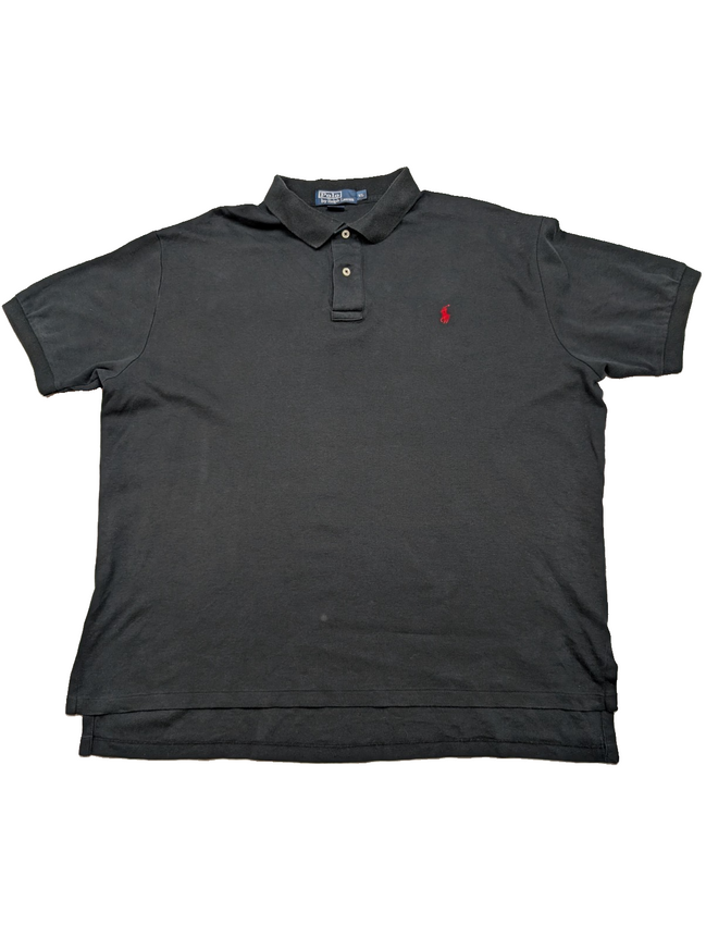 Polo manches courtes Polo Ralph Lauren XL noir uni logo rouge coton