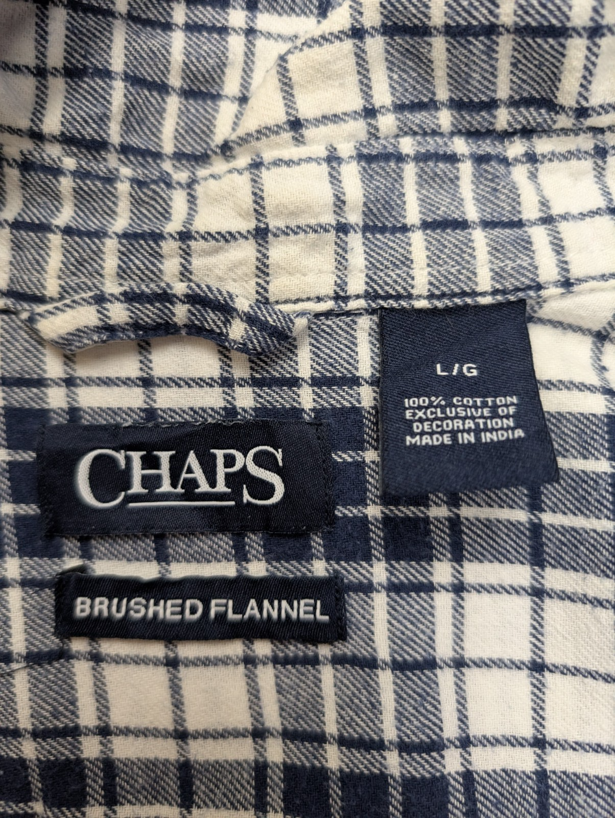 Chemise Flanelle CHAPS L Bûcheron Bleu Blanc 100% Coton |283S