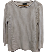 Pull Lauren Ralph Lauren femme L blanc écru maille ajourée col roulotté