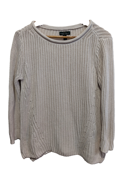 Pull Lauren Ralph Lauren femme L blanc écru maille ajourée col roulotté