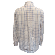 Chemise Ralph Lauren blanche à carreaux bleue logo bleu marine coton taille L bd