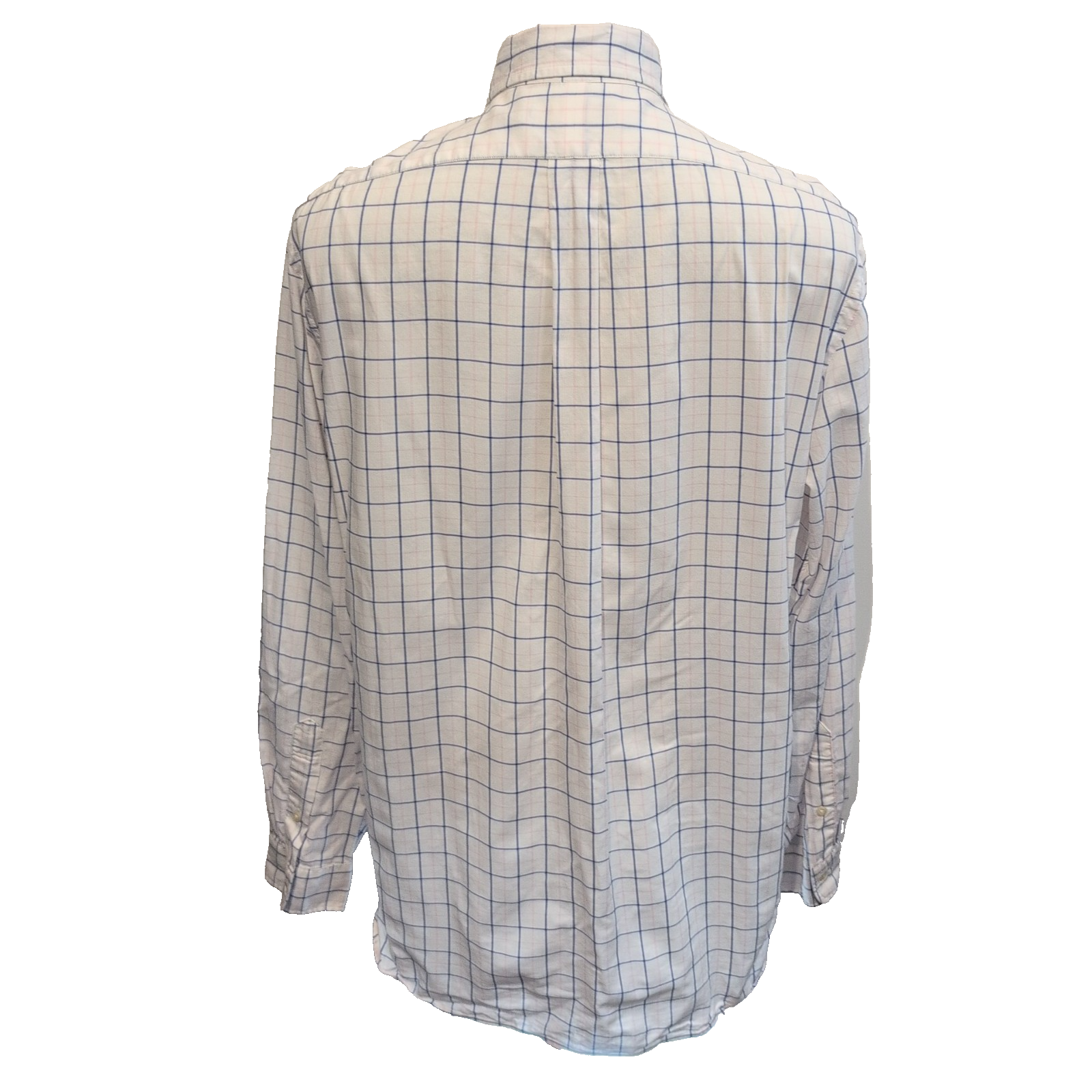 Chemise Ralph Lauren blanche à carreaux bleue logo bleu marine coton taille L bd