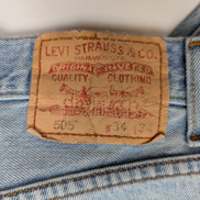 Jean Levi's 505 Regular Fit Vintage Homme W34 L34 Bleu Clair Denim Long