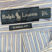 Chemise Ralph Lauren Classic Fit L Bleu Clair Rayures Logo Bleu Marine
