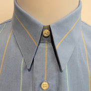 Chemise FLAG Taille M/L Made in Italy Bleu Rayures Coton Neuve Sans Étiquette