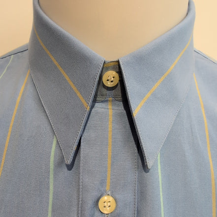 Chemise FLAG Taille M/L Made in Italy Bleu Rayures Coton Neuve Sans Étiquette