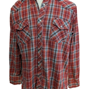 Wrangler M Chemise Western Flanelle Rouge Carreaux Boutons-pression