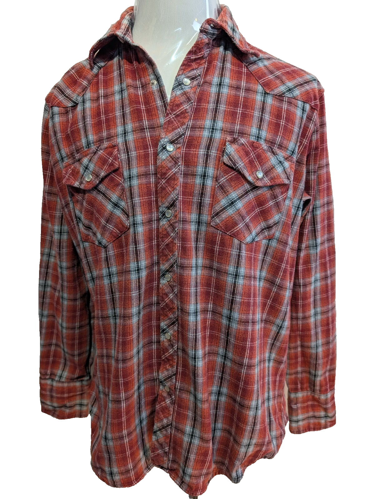 Wrangler M Chemise Western Flanelle Rouge Carreaux Boutons-pression