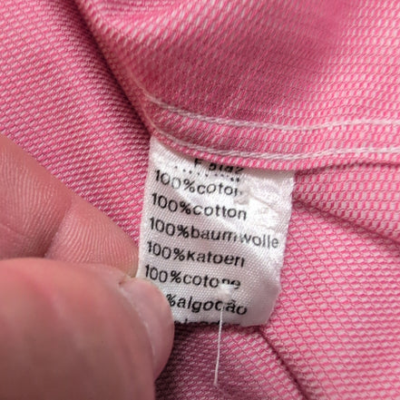 Lacoste chemise rose pâle fines rayures logo blanc taille XL 42