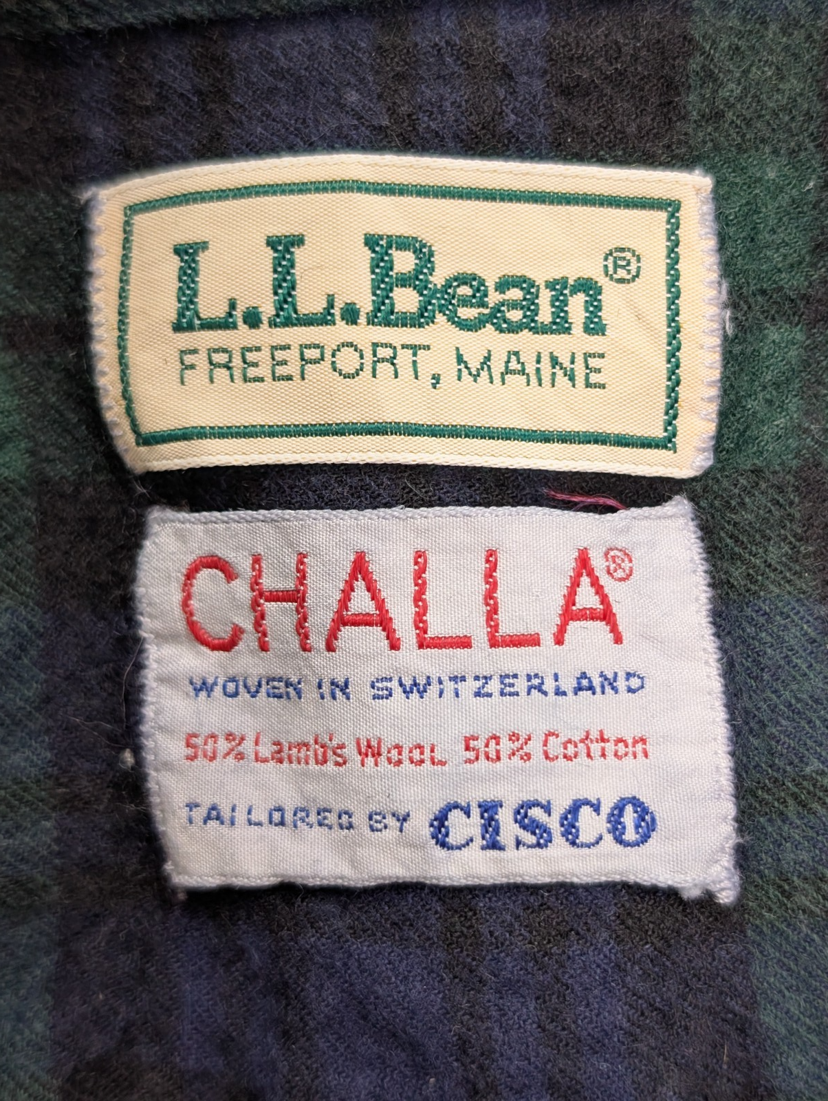 Chemise L.L.Bean T.L Vtg Laine/Coton Flanelle Épaisse Carreaux Bleu Vert