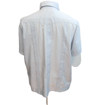 Chemise Hawaïenne Haband L Gris Clair 4 Poches Panama Oiseaux Brodés