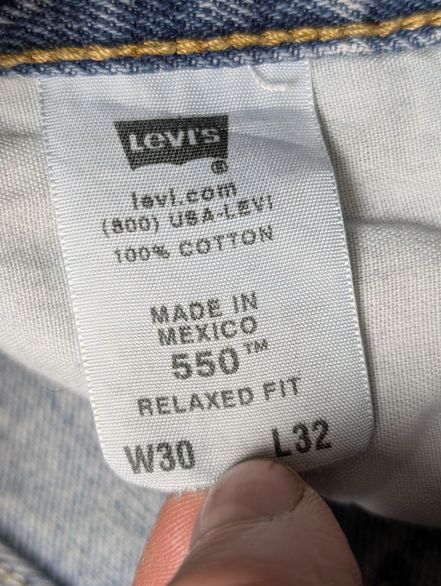 Jean Levi's 550 Relaxed Fit Homme W30 L32 Bleu Clair Vintage Original Denim